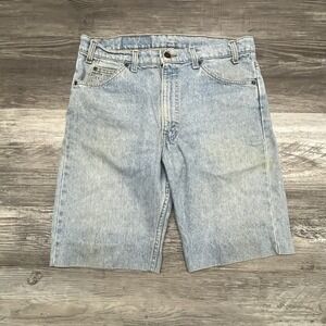 Vintage Levis 505 Shorts Men 33 Blue Jean Light Wash  Jorts Orange Tab Denim 90s